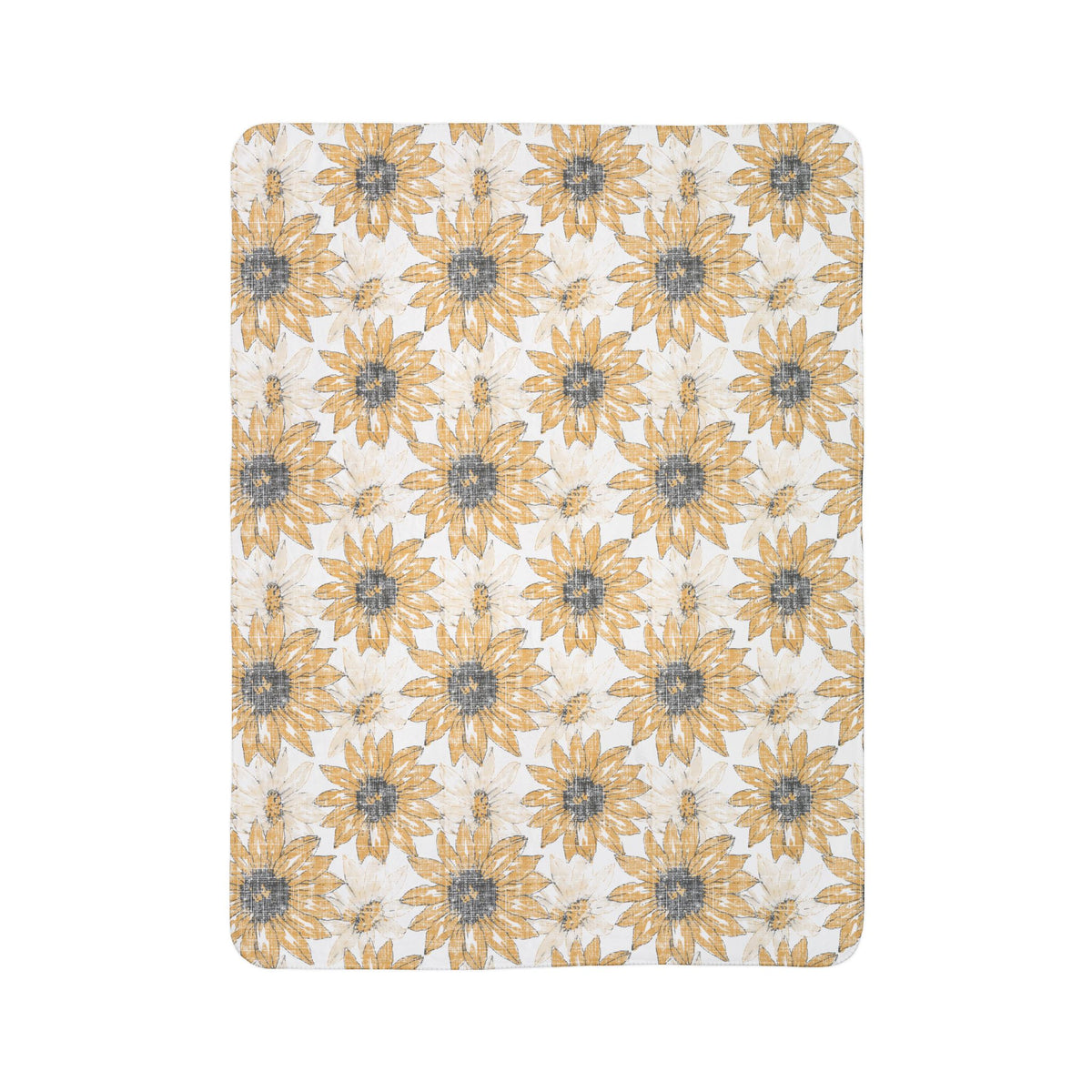 Watercolor Sunflower Fleece Sherpa Blanket | Floral Cozy Throw