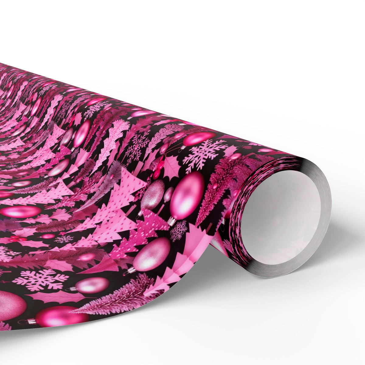 Pink Holidays Ornaments Wrapping Paper | Designer Christmas Pattern Roll