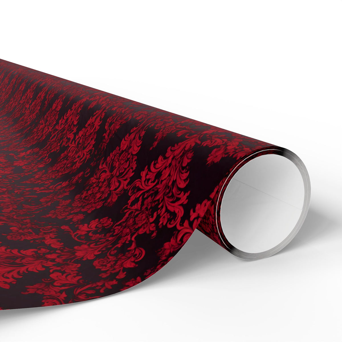 Red Damask Wrapping Paper Roll — Elegant Burgundy Floral Gift Wrap for Weddings & Holidays