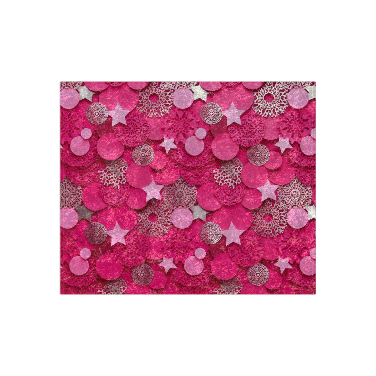 Pink Glam Throw Blanket – Hot Pink Abstract Star & Circle Pattern Cozy Plush Blanket