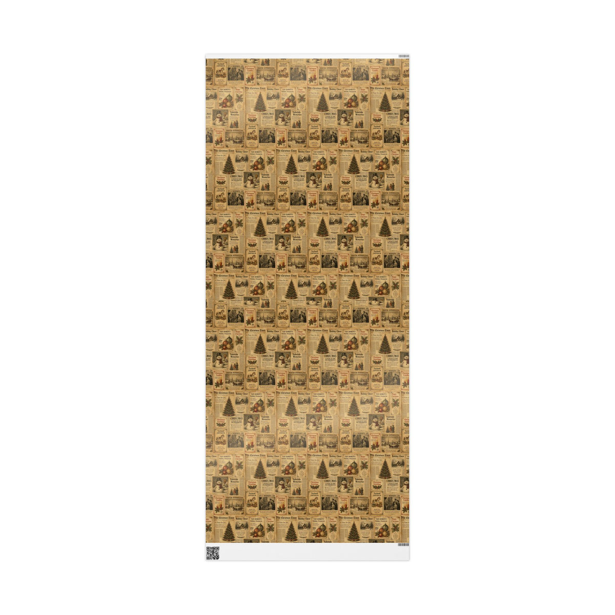 Vintage Christmas Newspaper Pattern Gift Wrap Roll | Wrapping Paper