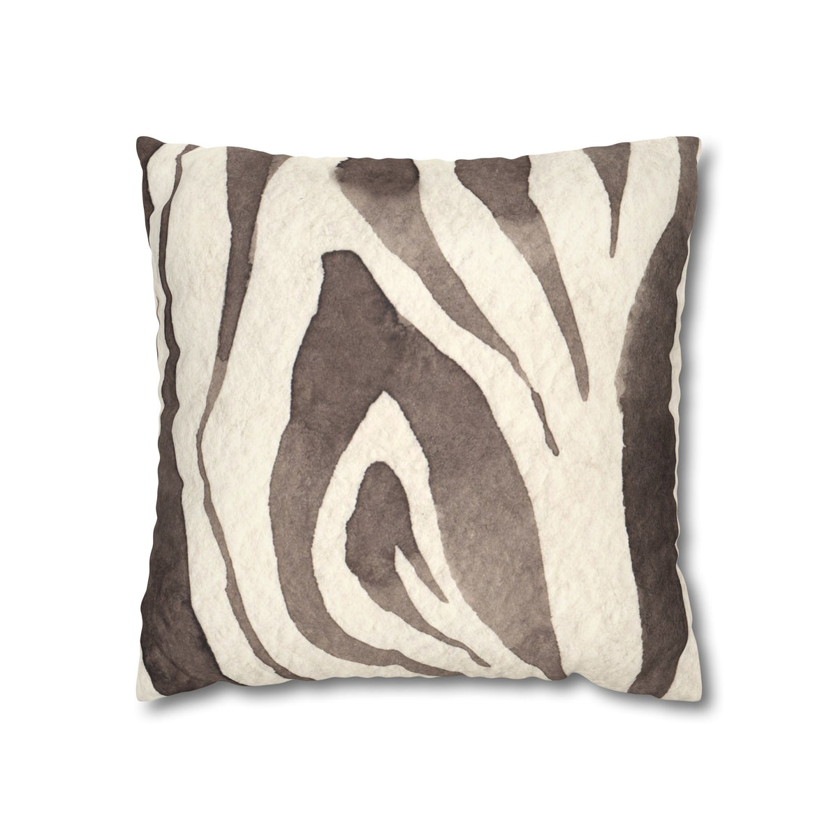 Brown Zebra Print Faux Suede Pillowcase | Square Decorative Pillow