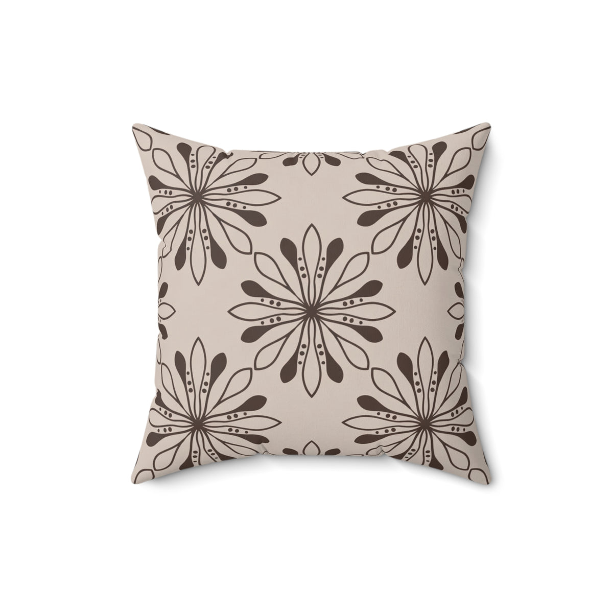 Neutral Floral Pattern Pillow | Faux Suede Square Pillow
