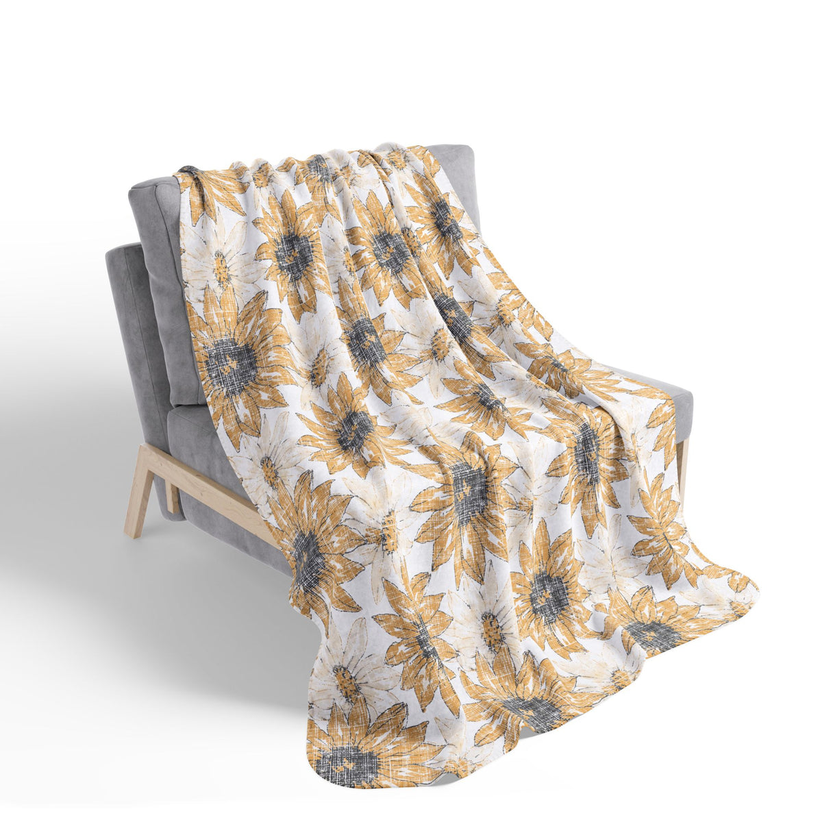 Watercolor Sunflower Fleece Sherpa Blanket | Floral Cozy Throw