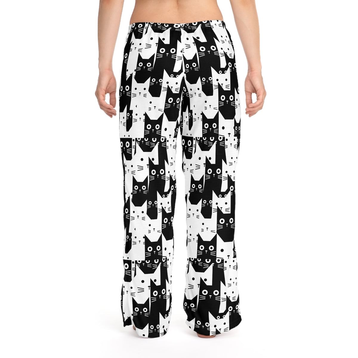 Cat-Themed Pajama Pants for Women, Cozy Lounge Wear, Cute Cat Print Sleepwear, Comfy PJ Bottoms, Cat Lover Gift Idea, Polyester Jersey Sleep