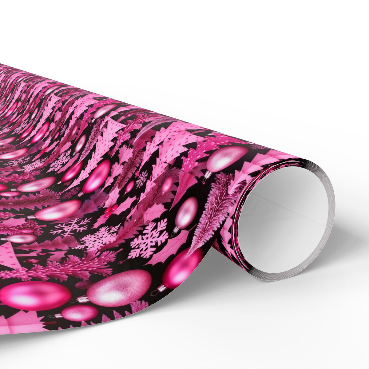 Pink Holidays Ornaments Wrapping Paper | Designer Christmas Pattern Roll
