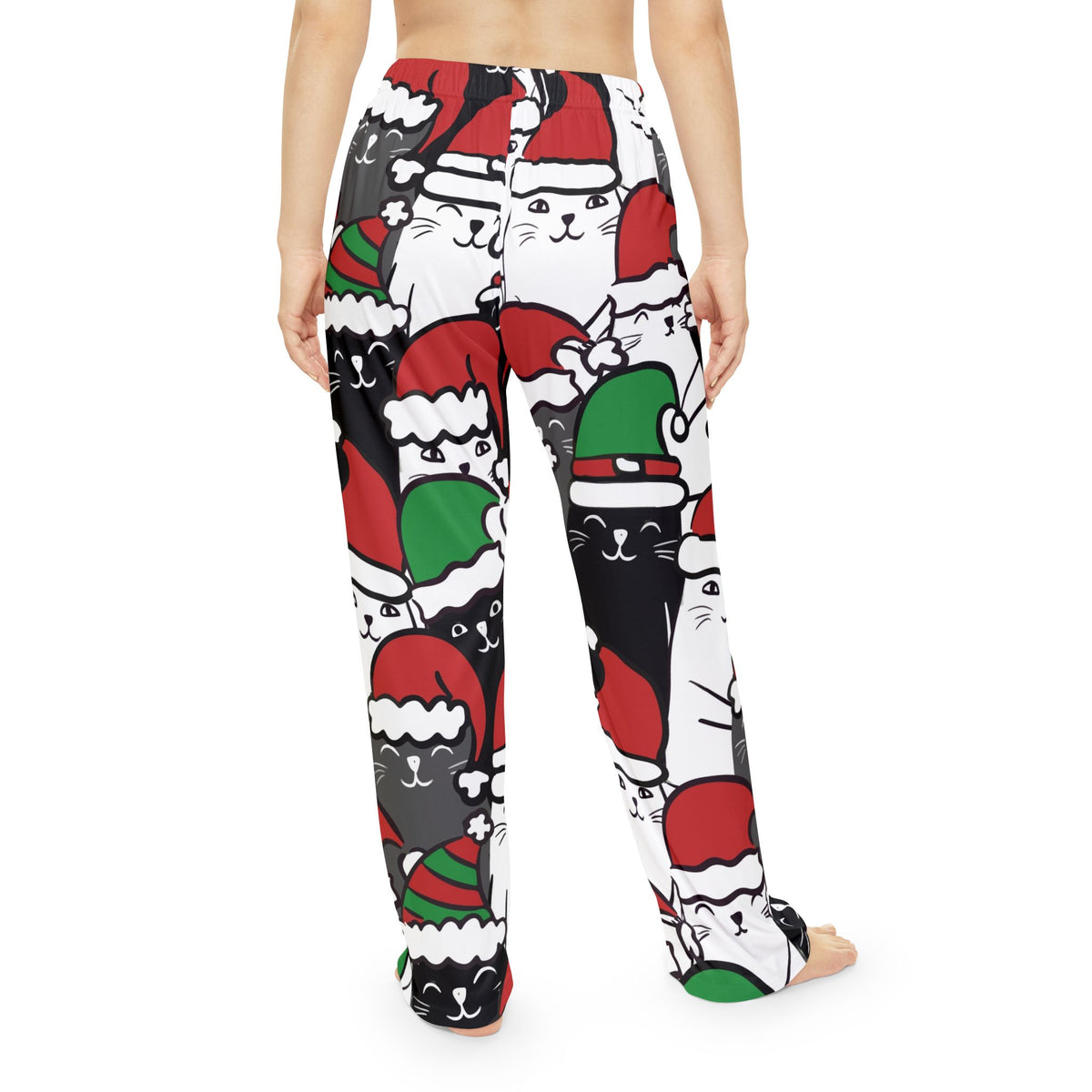 Santa Cat Pattern Pajama Pants | Christmas Cat Print