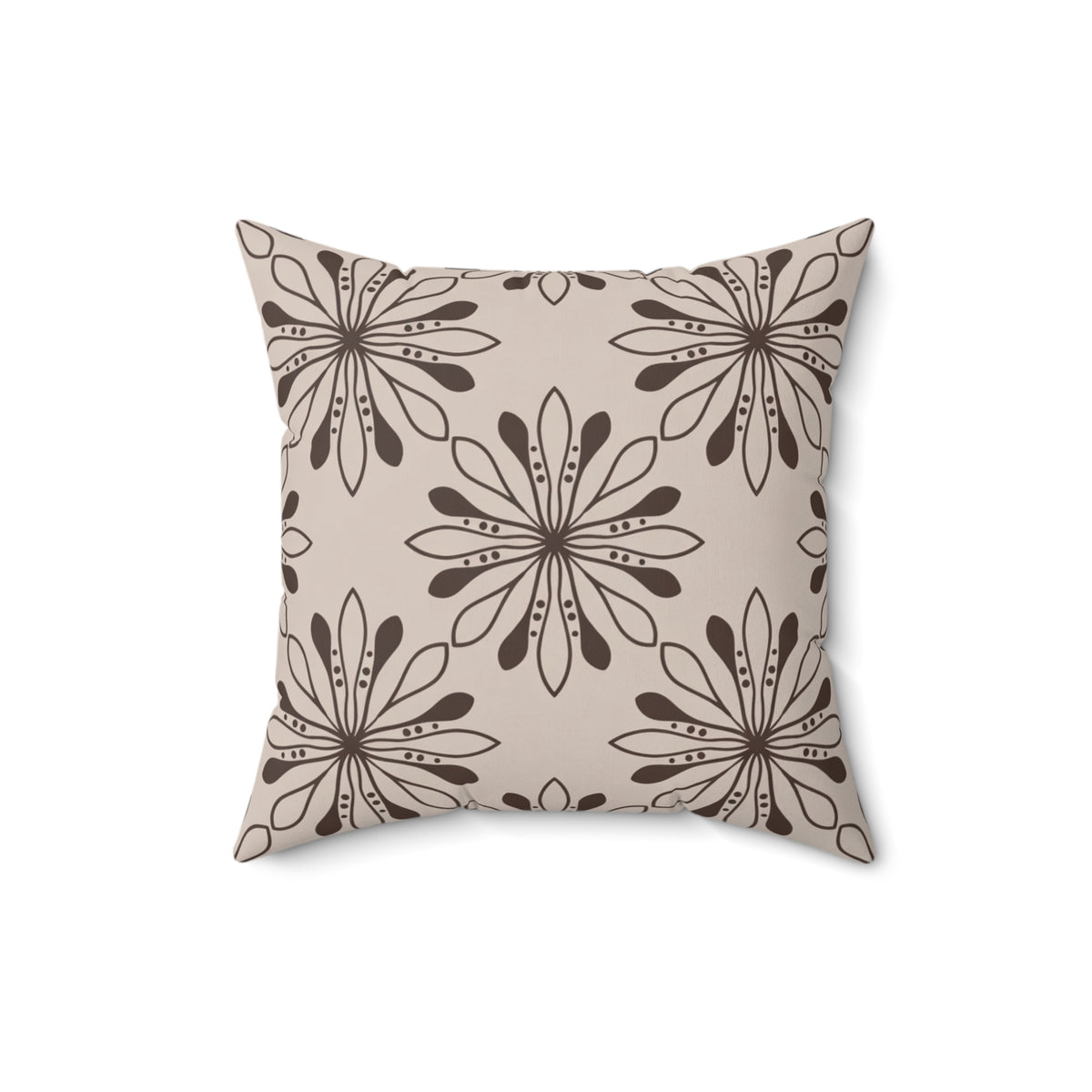 Neutral Floral Pattern Pillow | Faux Suede Square Pillow
