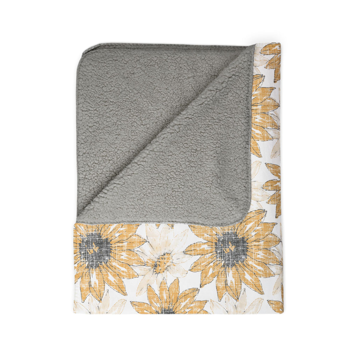 Watercolor Sunflower Fleece Sherpa Blanket | Floral Cozy Throw
