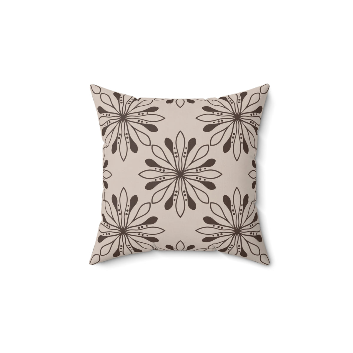 Neutral Floral Pattern Pillow | Faux Suede Square Pillow