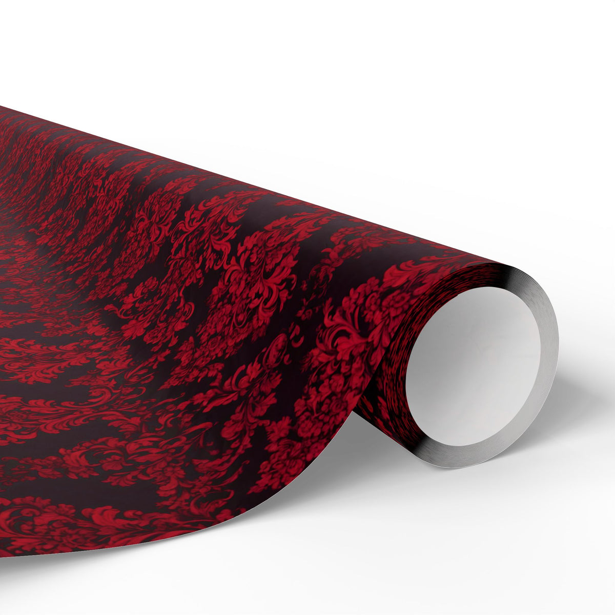 Red Damask Wrapping Paper Roll — Elegant Burgundy Floral Gift Wrap for Weddings & Holidays