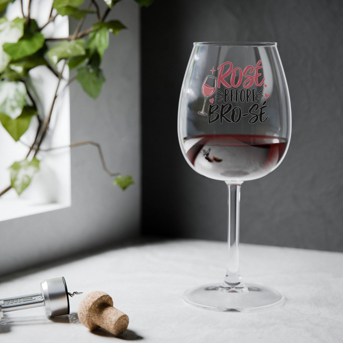 Rosé Before Brosé Wine Glass | 12oz stemmed wine glass, pink wine design