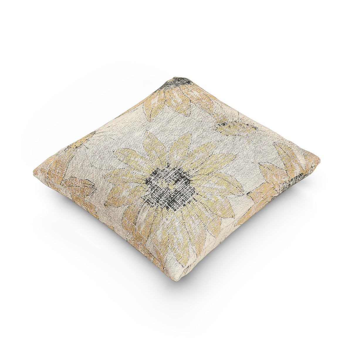 Sunflower Woven Indoor Pillow | Yellow Floral Throw Cushion, Rustic Farmhouse Decor
