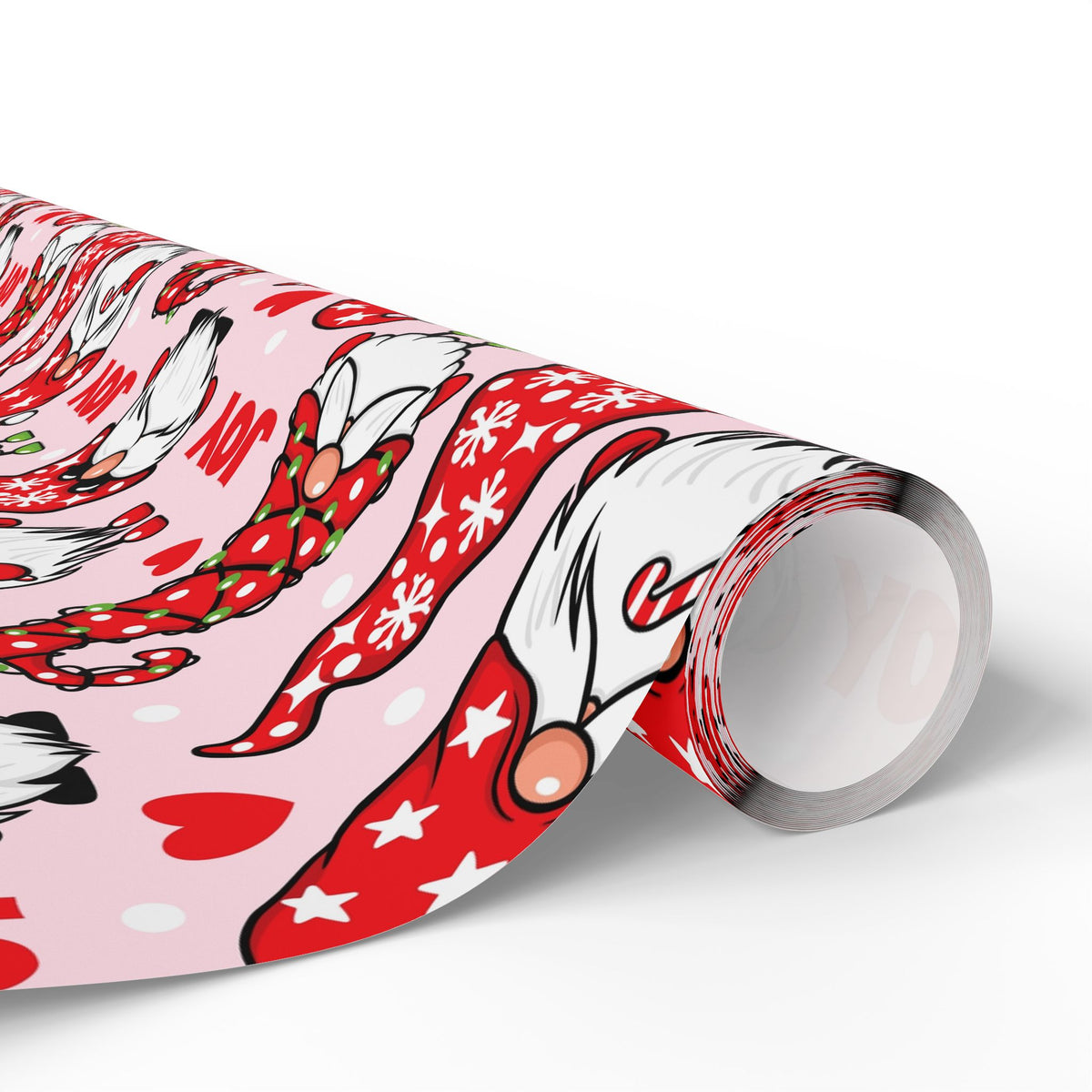 Christmas Gnome Pattern Wrapping Paper | Roll, Heart Motif