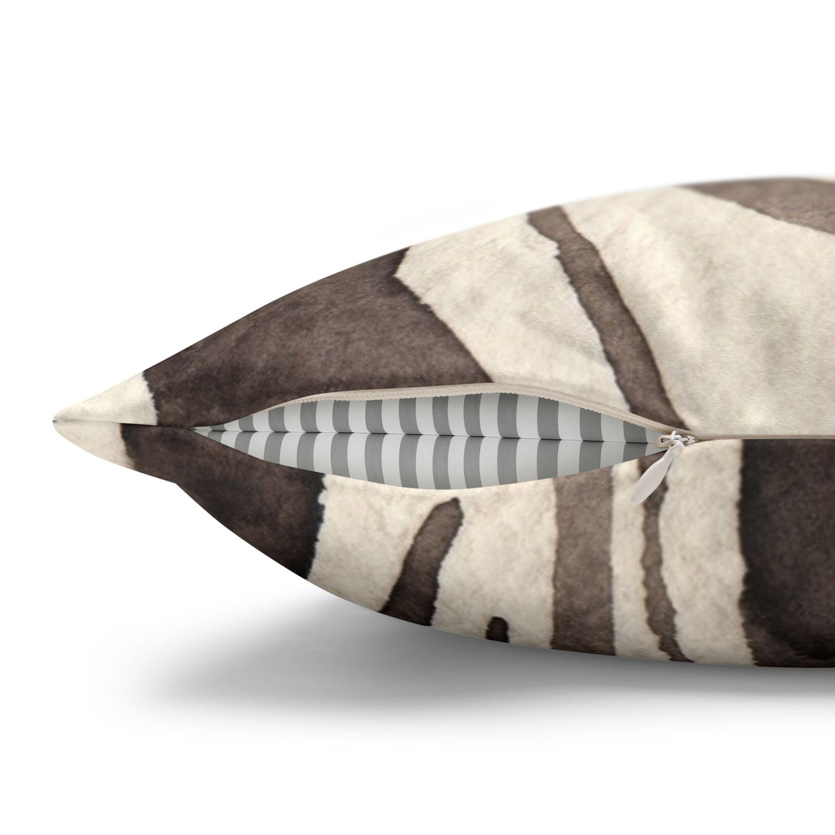 Brown Zebra Print Faux Suede Pillowcase | Square Decorative Pillow