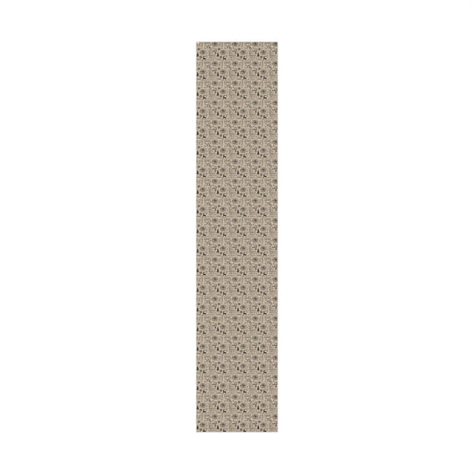 Vintage Christmas typography gift wrap paper, beige with repeating small black script pattern