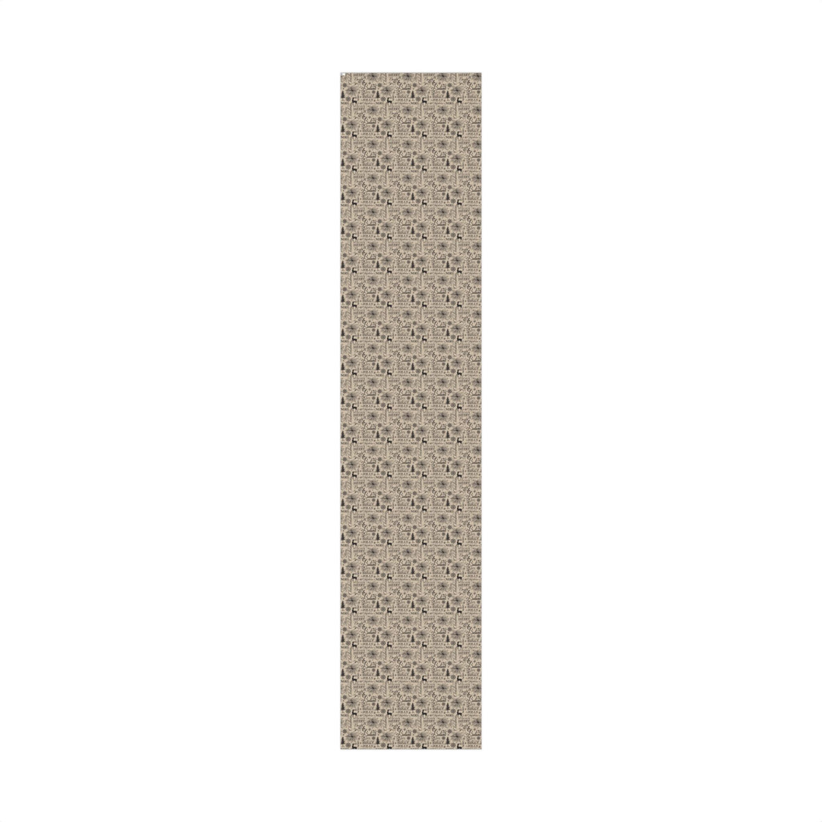 Vintage Christmas typography gift wrap paper, beige with all-over small black holiday script