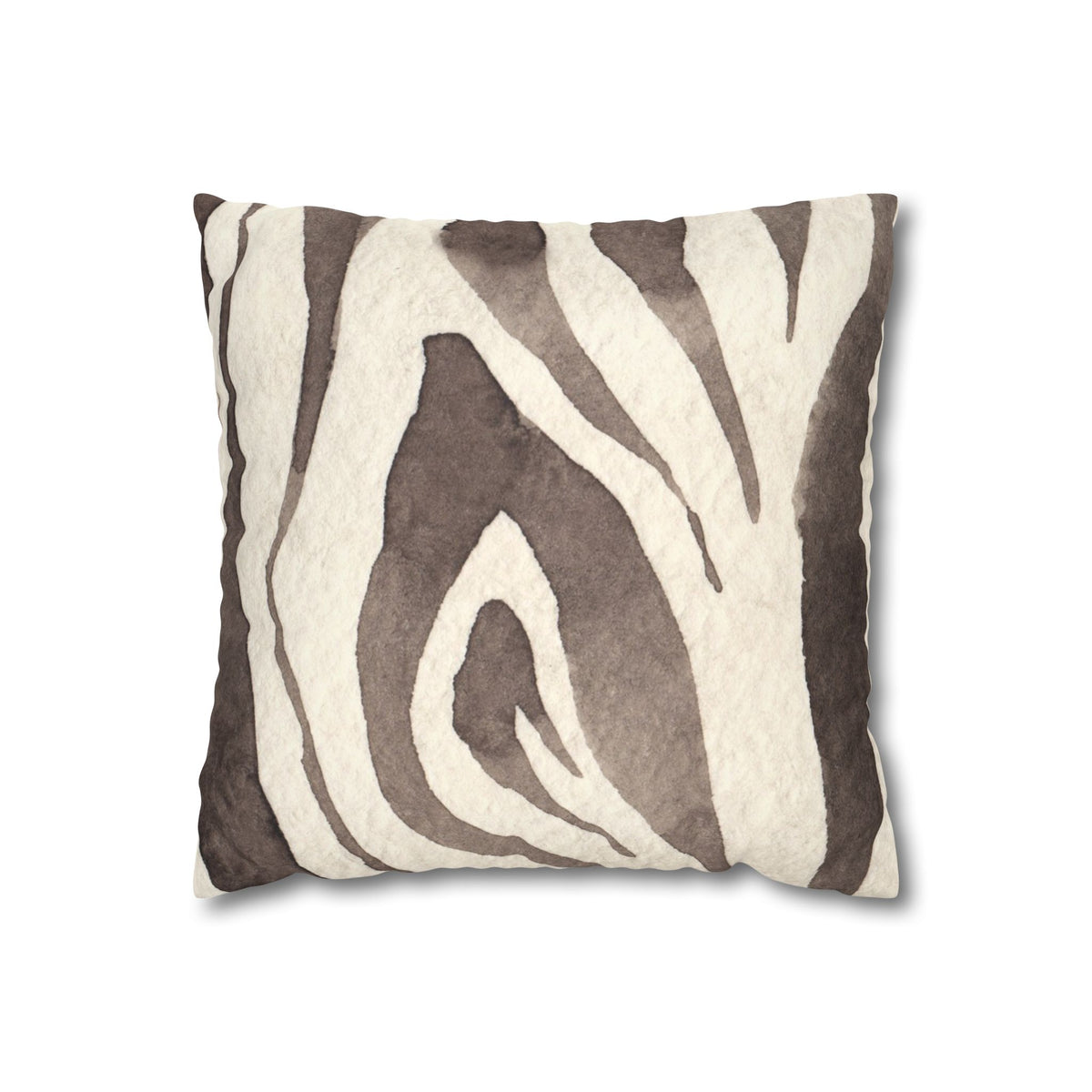 Brown Zebra Print Faux Suede Pillowcase | Square Decorative Pillow