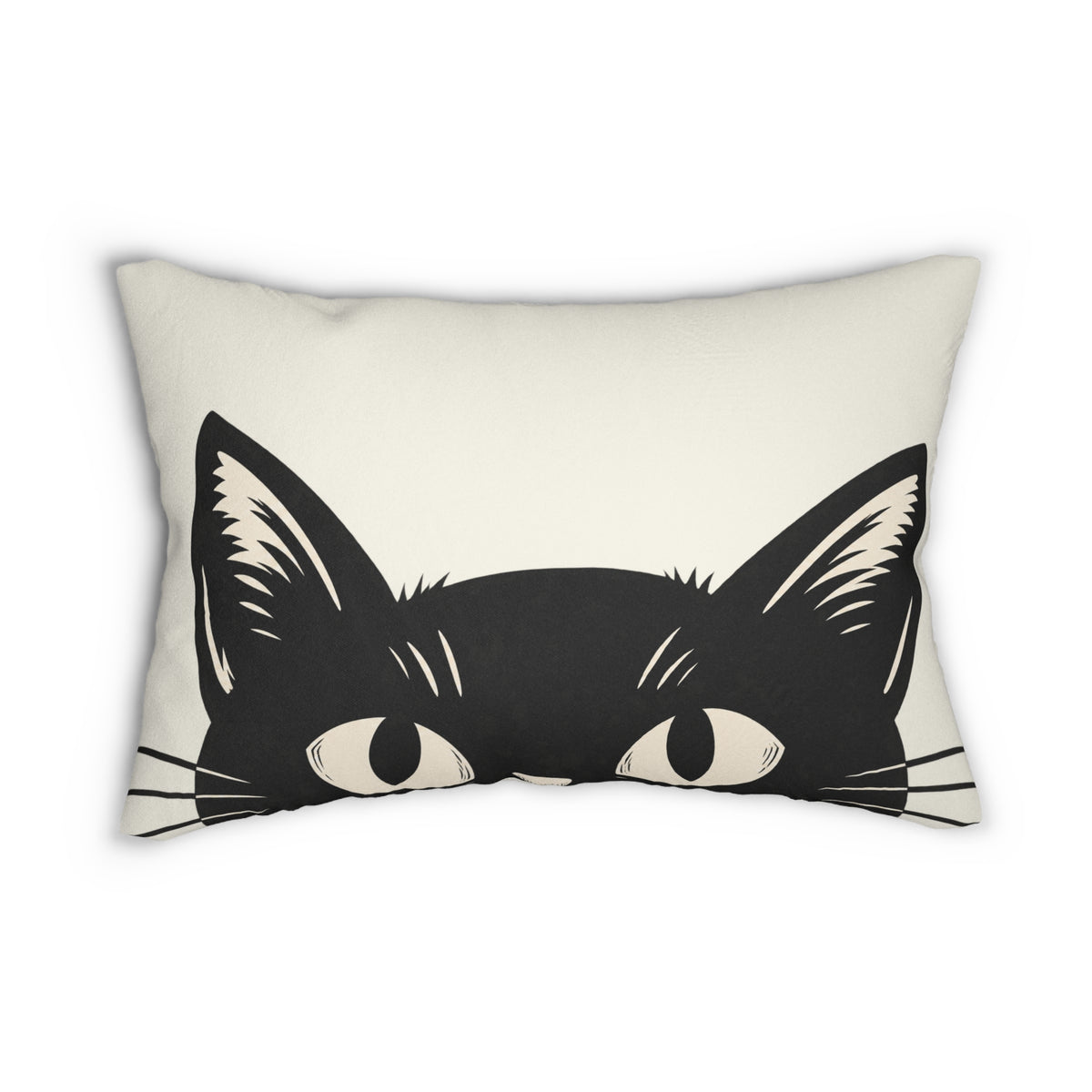 Peeking Black Cat Lumbar Pillow | Cute Spooky Halloween Cat Throw Pillow