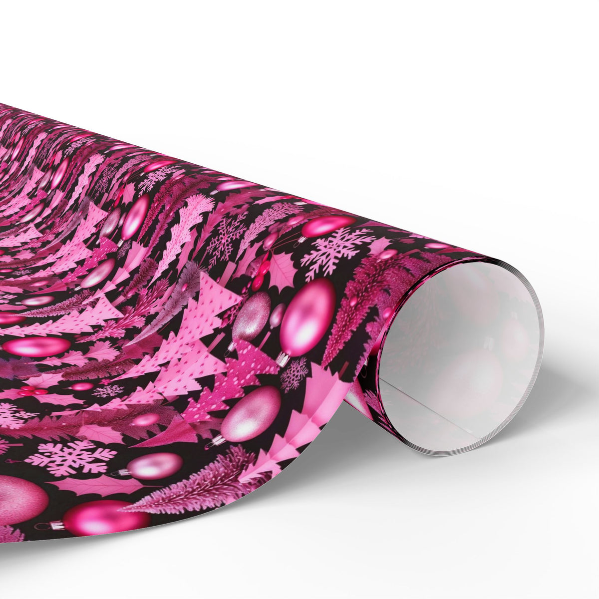 Pink Holidays Ornaments Wrapping Paper | Designer Christmas Pattern Roll