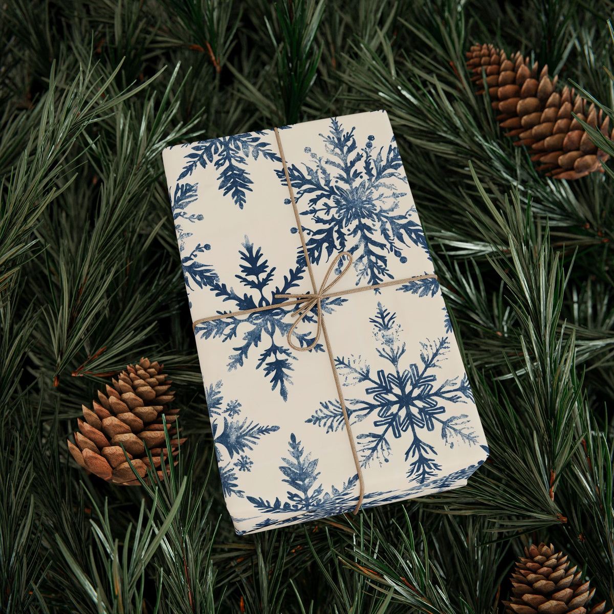 Winter Blue Snowflake Wrapping Paper Roll — Elegant Holiday Gift Wrap
