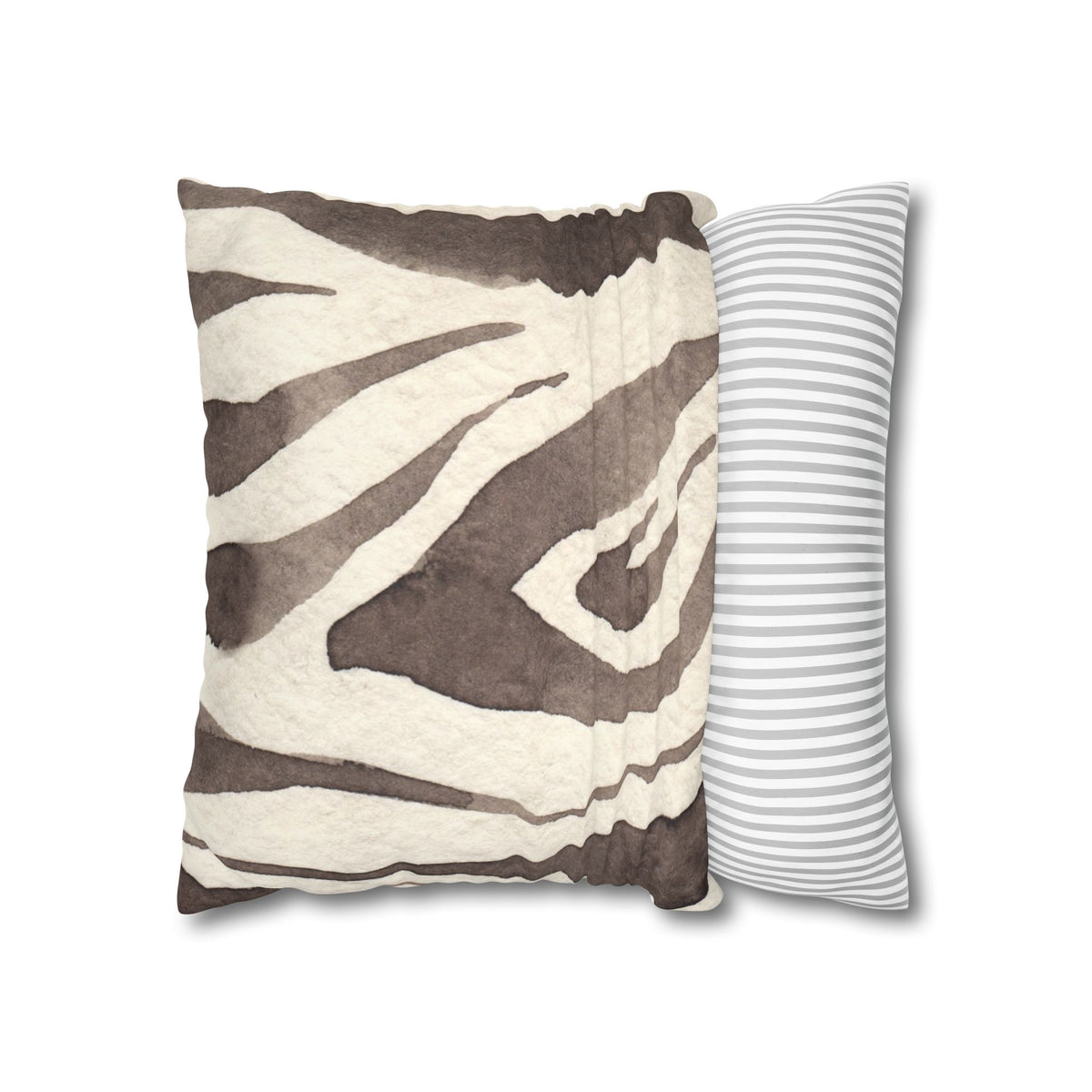 Brown Zebra Print Faux Suede Pillowcase | Square Decorative Pillow