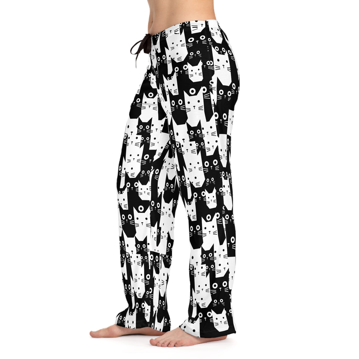 Cat-Themed Pajama Pants for Women, Cozy Lounge Wear, Cute Cat Print Sleepwear, Comfy PJ Bottoms, Cat Lover Gift Idea, Polyester Jersey Sleep