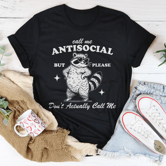 Black graphic raccoon slogan T-shirt, crew neck short sleeves