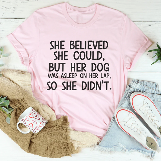 Women’s pink slogan lap tee, crew neck, short sleeves
