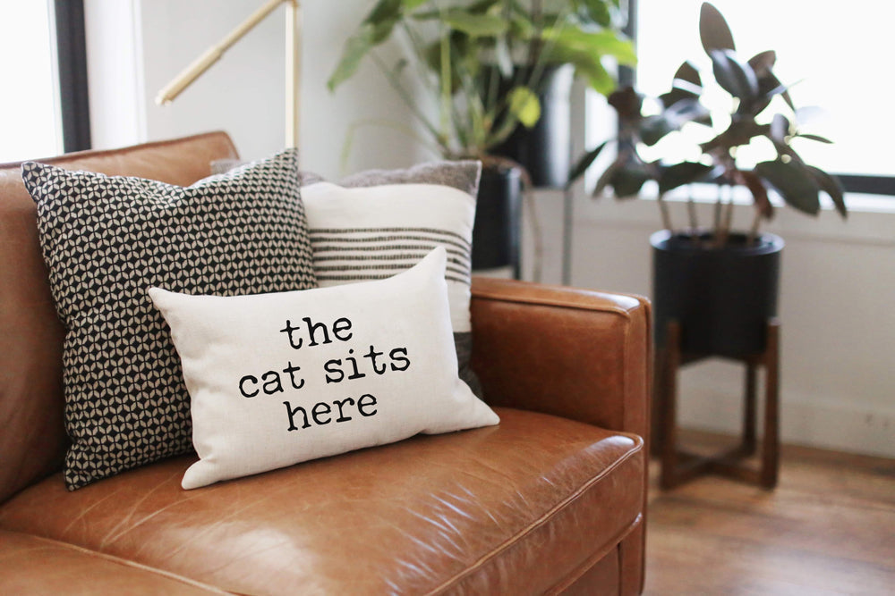 The Cat Sits Here Pillow